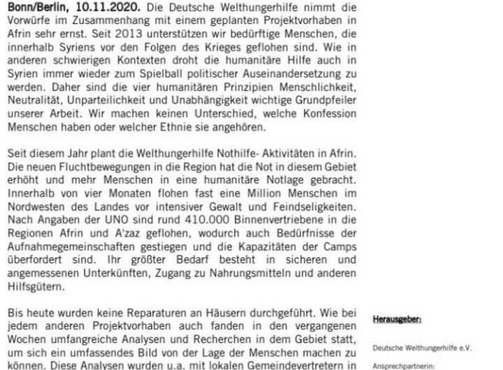 Nach Kritik: Welthungerhilfe will Häuser in afrin in Syrien nicht reparieren