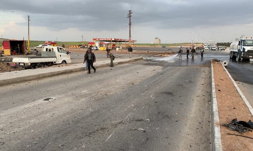 ثمانية جرحى وأضرار مادية كبيرة في انفجار صهريج للمحروقات على الطريق الدولي الـ M4  جنوبي كوباني